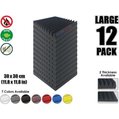 Arrowzoom 12 pcs Set Multi Wedge 12T Acoustic Studio Foam Tile Sound Absorption Panel 30 x 30 cm (11.8 x 11.8 inches) KK1167