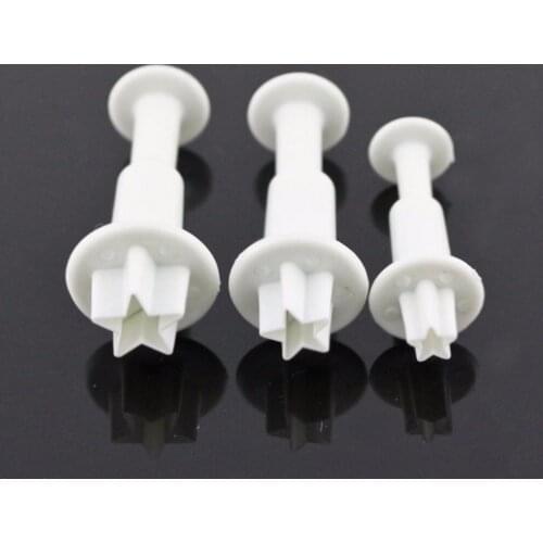 ANGRLY 3pc/set Five-Pointed Star Cake Plunger Cutter Mold Sugacraft Fondant Cake Decorating DIY Tools Fondant Plunger Candy Box