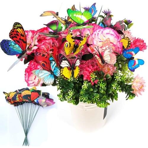 Butterflies Bunch Garden Yard Planter Butterfly Stakes Decoracion Colorful Whimsical Outdoor Flower Pots Decor Simulation