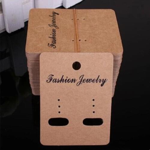 100Pcs/ Lot 5x6.7cm Kraft Paper Ear Studs Hang Tag Jewelry Display Card Earring Kraft Paper Tag Ear Ring Paper Hang Price Tags
