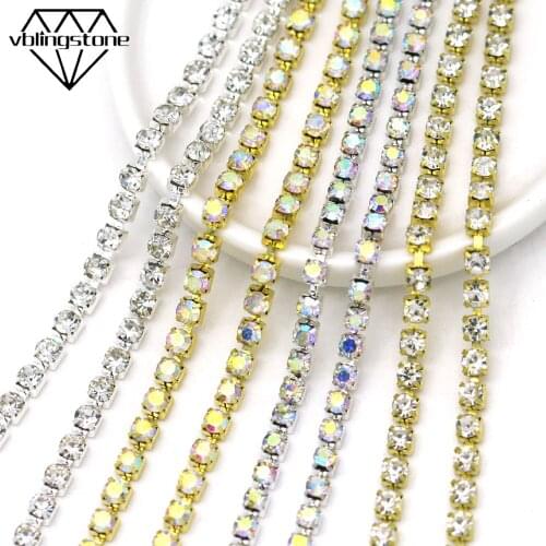 1/10Yards Rhinestone Chain Gold/Sliver Claw Cup Crystal Rhinestone Trim Strass For Clothes Jewelry Making Garment Accessories
