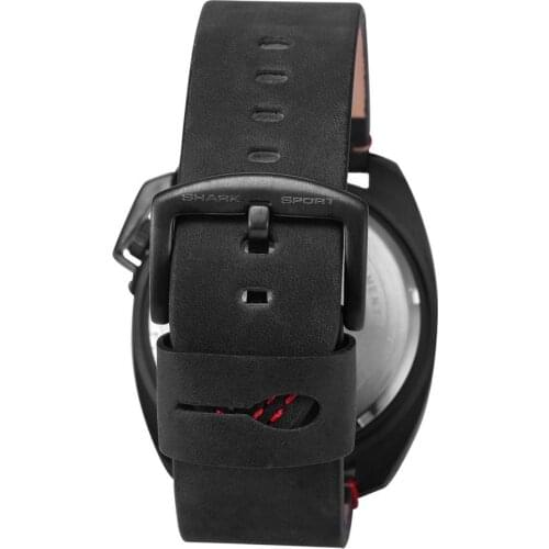 SH446 Tawny SHARK Sport Watch Red Date Crown Guard Design Male Luxury Genuine Leather Wrist Watches Mens Fashion Quartz Relogio