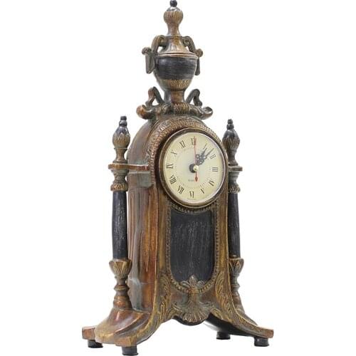 European Style Clock Living Room Clock Decoration Large Desk Clock Retro Imitation Copper Gold Clock American Antique Desk Clock