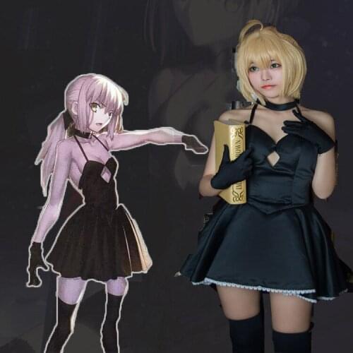 Halloween Saber Black Dress Skirt Of Cartoon Cosplay Clothes Artoria Host Evening Dress High Cold Suit