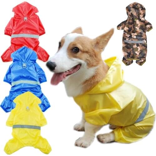 Pet Cat Dog Raincoat Hooded Reflective Puppy Small Dog Rain Coat Waterproof Jacket for Dogs Soft Breathable Mesh Dog Clothes