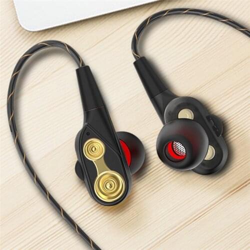 Dual-action Coil Earphone 3.5MM Wired Earphone stereo bass Sound earphones with mic for android phone