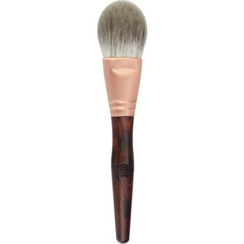 H01 Professional Handmade Makeup Brush Soft Blue Fox Goat Hair Flat Round Face Powder Brush Redwood Handle Make Up Brushes