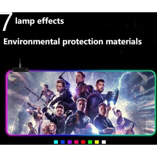 Peter Parker Light Gaming Mouse Pad RGB Keyboard Cover Non-Slip Rubber Base Computer Carpet Desk Mat PC Game Mouse Pad desk mat