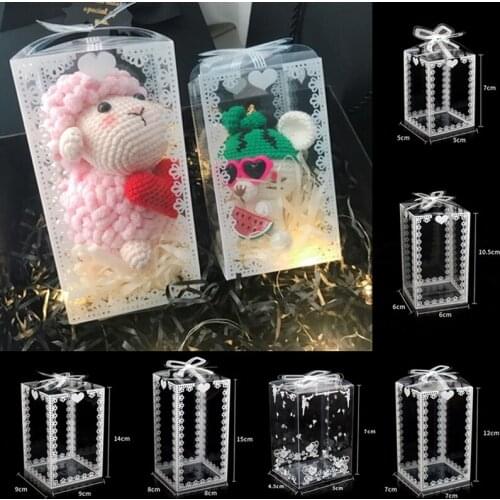 10Pcs Lace flower box Clear PVC Packing Box Favors Gifts Candy Cookie Box Event Wedding Party Supplies Transparent box