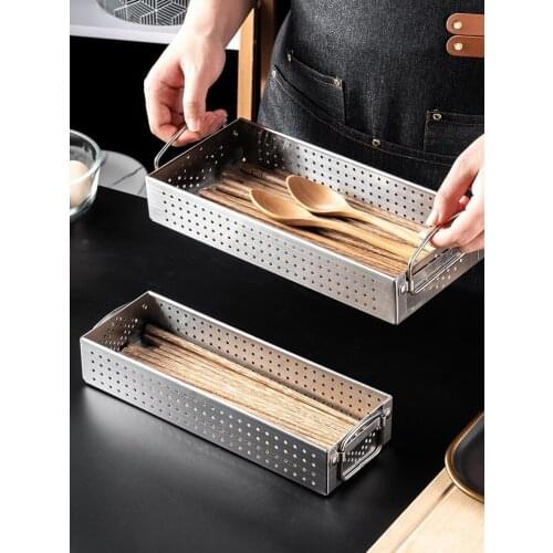 Kitchen Disinfection Cabinet Chopstick Box Household Stainless Steel Tableware Storage Box Rack Drain Chopstick Holder