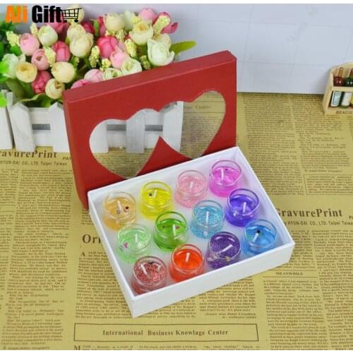 Fashion Romantic Glass Jelly Candles for Wedding Decorations Mini Love Scented Candles Gel Wax Party Wedding Tea Light Candles