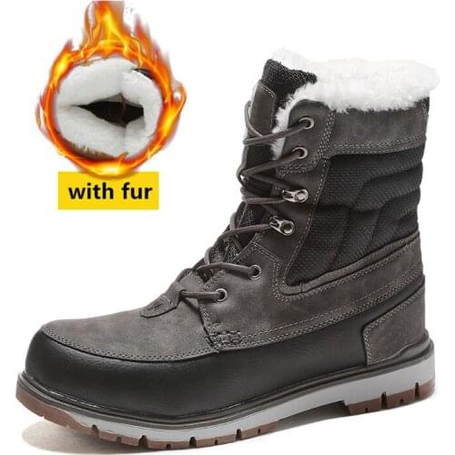 Mens Casual Snow Quilted Boots Men Winter Outdoor Non-slip High Super Warm Plush Cotton Shoes Plus Velvet Sneakers for Male