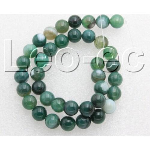 Natural 10mm round green Striped Agates Loose Strand For Jewelry Making 15" V1313