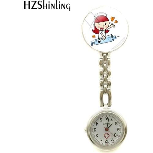 2018 New Cartoon Nurse Watch Funny Painting Watch Nurses Round Hand Craft Jewelry Glass Cabochon Nurse Table Pocket Watch
