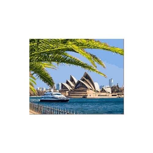 Opera House Sydney and yacht landscape coloring by numbers on canvas wall pictures for living room home decor