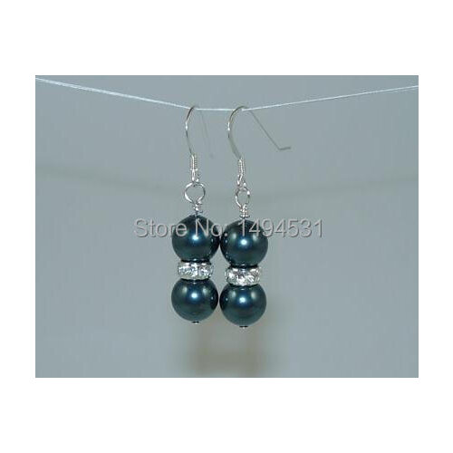 Wholesale Pearl Jewelry Bridesmaid Earrings Wedding Jewelry Tahitian Black Shell Pearl Crystal Beads Earrings - Hot Sale XZE38