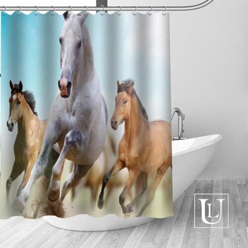 Custom Nice horses Bath Curtain Fabric Modern Shower Curtain bathroom beautiful Curtains Bath decor