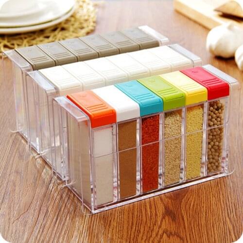Transparent Plastic Seasoning Box Packaging Box Six-piece Salt Monosodium Glutamate Seasoning Storage Box
