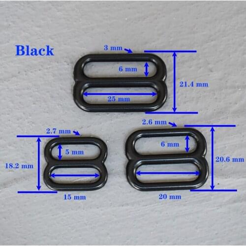 1 Pcs 15/20/25mm Black Metal Adjust Buckle Tri Glide Slide Middle Center Bar Adjuster for Leather Craft Bag Strap Webbing