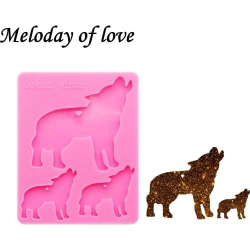 Glossy Finish Wolf Momma/baby silicone mold diy Wolf family epoxy resin molds jewelry making custom mold keychain DY0164