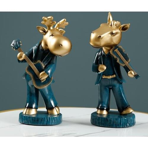 American Animal Figurines Cool Deer Statues Resin Crafts Home Decoration Accessories Modern Office Living Room Desktop Ornaments