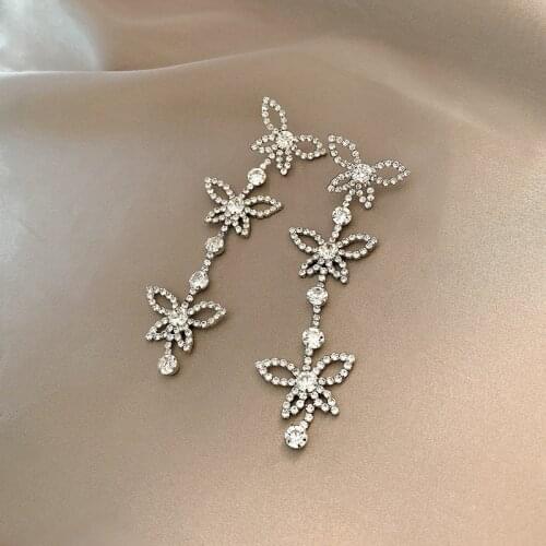 Rhinestone Butterfly Drop Earrings Tassel Leaf Eardrop White Beaded Pearl Dangler Earrings Earrings Women Girl Gifts For Friends