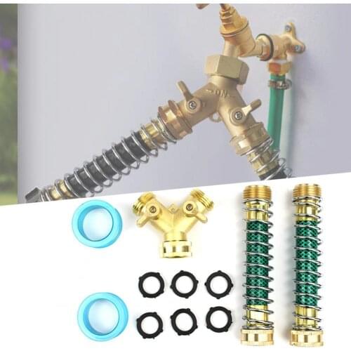 1 Set Y-shape Hose Splitter Rubber Washers Stainless Steel Washing Car Spiral Hose Protector Garden Supplies Accessories Sets