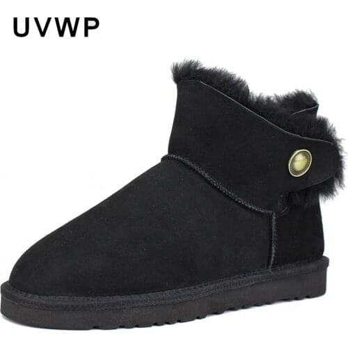 Women Snow Boots Genuine Sheepskin Leather Winter Boots 100% Natural Fur Female Boots Warm Wool Fashion Ankle Boots Shoes