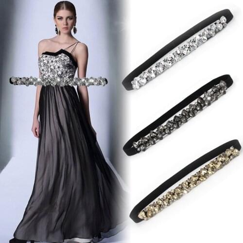 Luxury Fashion Rhinestone Elastic Belt Women Dresses Full Crystal Gem Black Female Waist Belt Dress Dress Accessories Belts