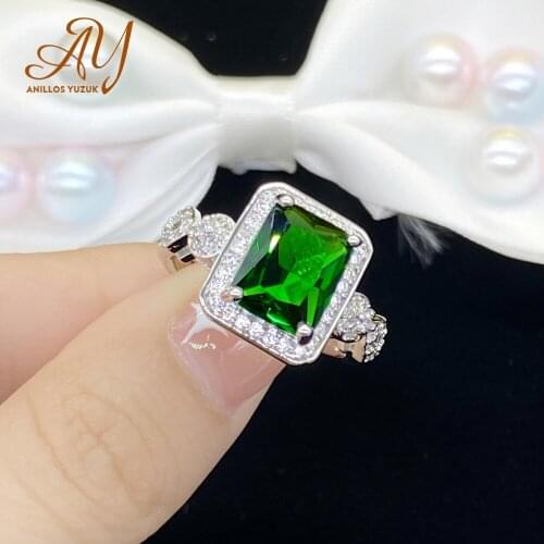 Anillos Yuzuk 925 Sterling Silver Jewelry Wedding Engagement Rings For Women Brand Emerald Square Zircon Stone Finger Ring Gifts