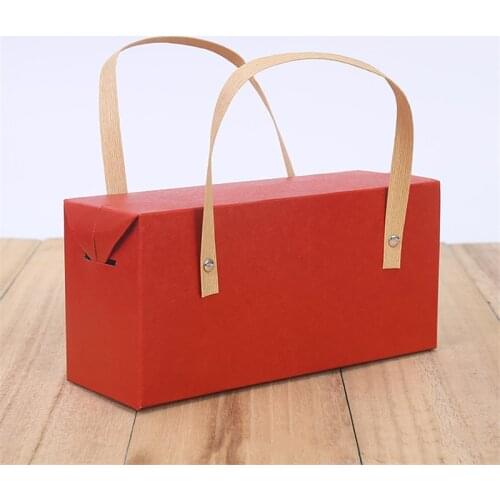 10pcs Bronzing Protable Paper Box Leather Portable Rope Chocolate Candy Packaging Birthday Party New Year Gift Decoration