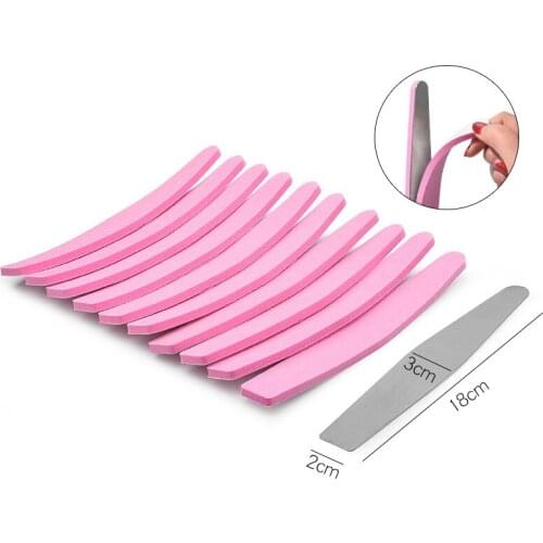 10pcs Sandpaper Nail File Replacement With Metal Plate Pink Double-sided UV GEL Nail Polish Sanding Buffer Strips Manicure Tools