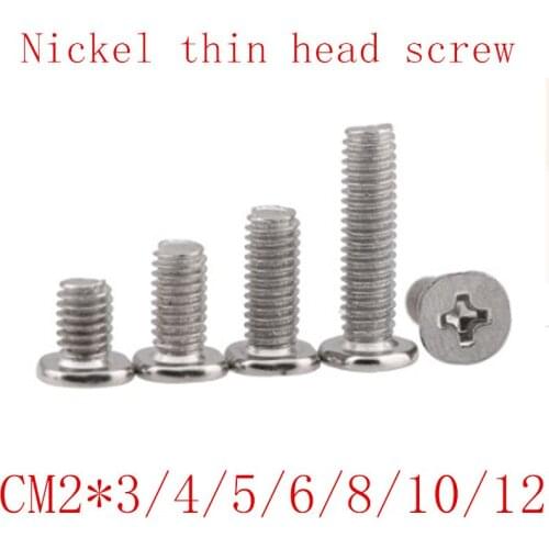1000pcs CM2.5 type M2*4/5/6/8/10/12 steel with nickel CM low thin short head screw Large Flat Head Cross Thin Edge Flat Screw