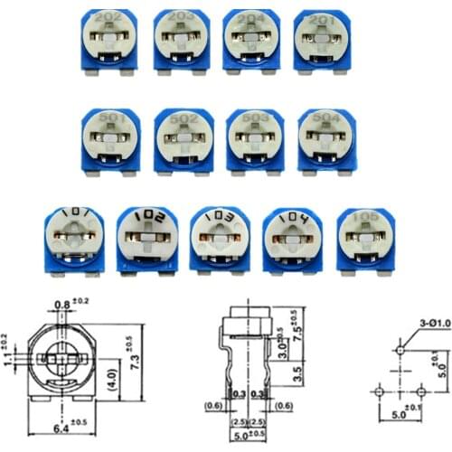 13values*5pcs=65pcs Trimming Potentiometer RM-065 Top Adjustment 100R-1M RM065 Variable Resistors Assorted Kit 100R 200R 1K 10K