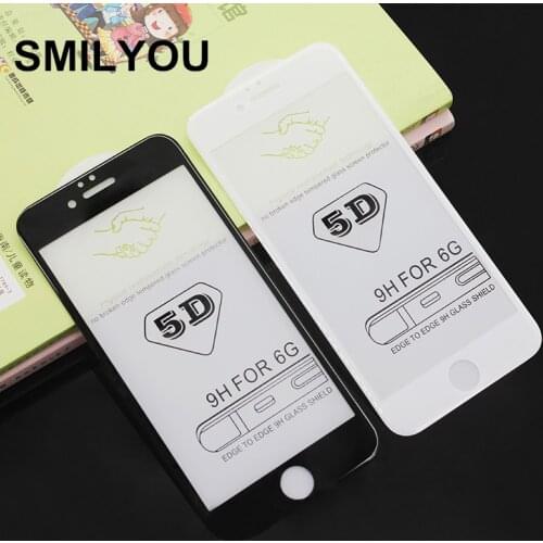 SMILYOU 5D Curved Edge Screen Protector For iPhone 6S 7 8 Plus Full Cover 9H 3D/4D Tempered Glass Film For iPhone 6 Plus Film