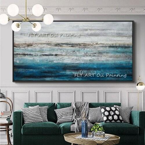 Handmade Texture Abstract Oil Painting On Canvas Modern Blue Sky Decorative Art Home Wall Decor For Ling Room Office Hotel Decor