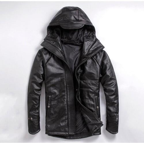 Free shipping.Plus size men cowhide Jacket,mens genuine Leather winter coat.warm cotton thick leather clothing