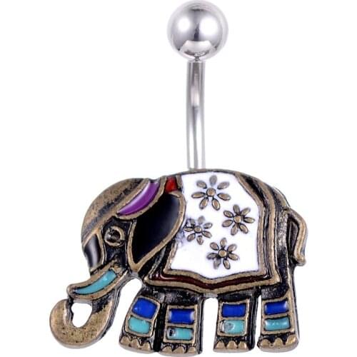 Bohemian Fashion Personality Elephant Belly Rings for Women Sexy Body Piecing Jewelry