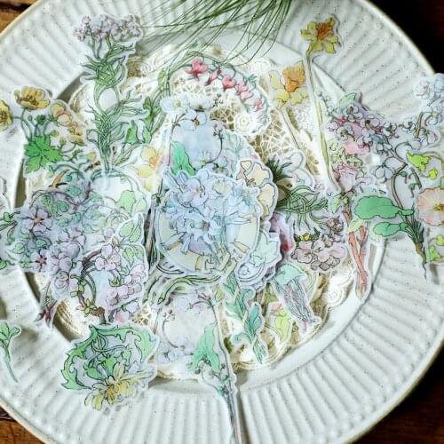 ZFPARTY Retro Flowers Vellum Paper Stickers for Scrapbooking Happy Planner/Card Making/Journaling Project