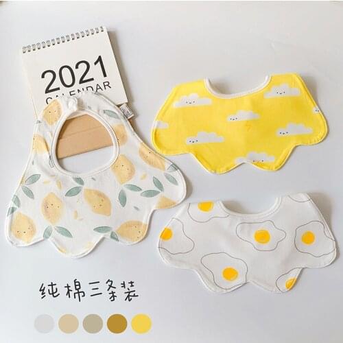 3 Pieces/lot Baby Bibs Cotton Double Layer Waterproof Saliva Towel Cartoon Rabbit Dot Fruits Boys Girls Feeding Apron Towel
