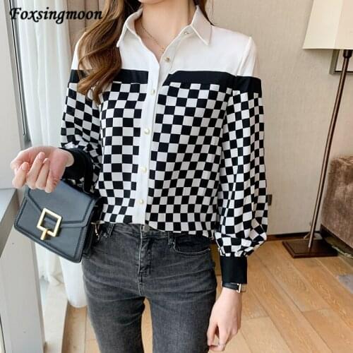Блузки в клетку Foxsingmoon China At AliExpress