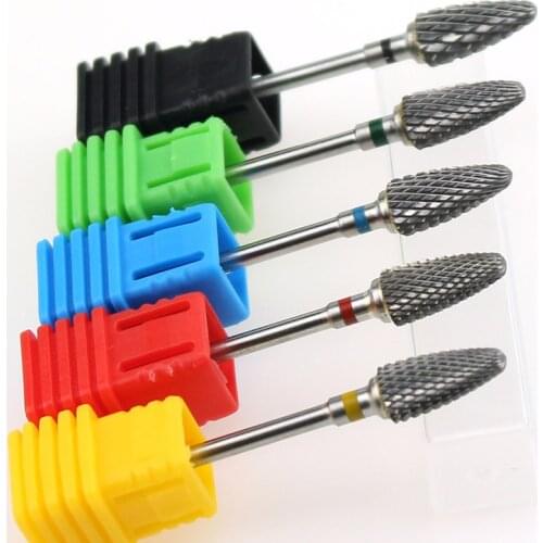 5 Type Carbide Nail Drill Manicure Machine Accessories Burr Drill Bit Rotary Electric Nail Milling Cutter Cuticle Remover Tools