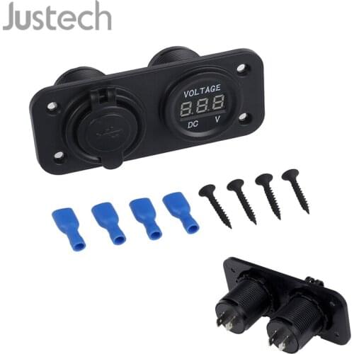 Justech Dual USB 3.1A Charger And Voltmeter 12V Cigarette Lighter Socket For GPS,IPhone,IPod,PSP Waterproof LED Voltmeter