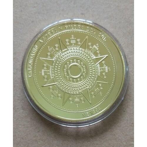 Mexican Mayan Calendar Americas Metal Coin Plated Commemorative Coin Badge medal for collection Arts Gifts Souvenir
