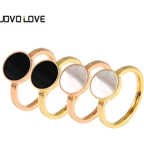 MSX Rose Gold/Gold Plating Stainless Steel Ring Black White Shell Natural Stone Rings Luxury Wedding Bridal Love Rings For Women