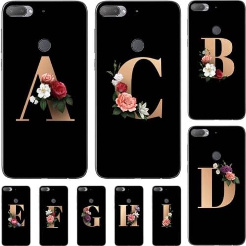 For HTC Desire 12 Plus Case Cute Lovely Cartoon Pattern Flower Black Letters Silicone Soft Back Cover