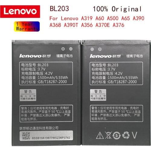 Original Lenovo BL203 Battery 1500mAh BL203 BL 203 Battery for Lenovo A278T A369 A365E A308T A66 A318T A385E phone battery