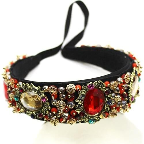 Flower baroque good quality women new fashion hairband luxury crystal gem headband bridal jewelry 209