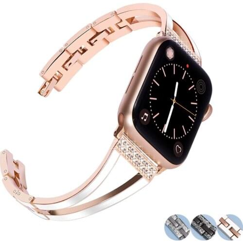 Metal strap for apple watch band 42mm 38mm women Enamel bracelet for apple watch series 6/5/4/SE/3/2/1 iwatch band 44mm 40mm