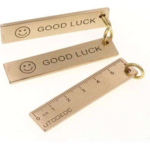 Retro brass ruler mini metal ruler simple Keychain pendant 6cm small ruler
